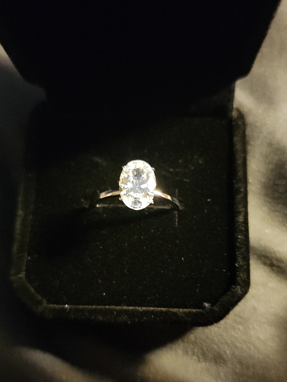 Classic Solitaire Oval Cubic Zirconia Ring In Silver Color Size 7!